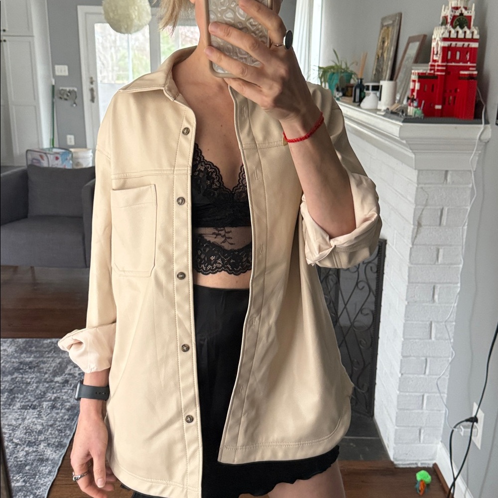 Faux leather shirt